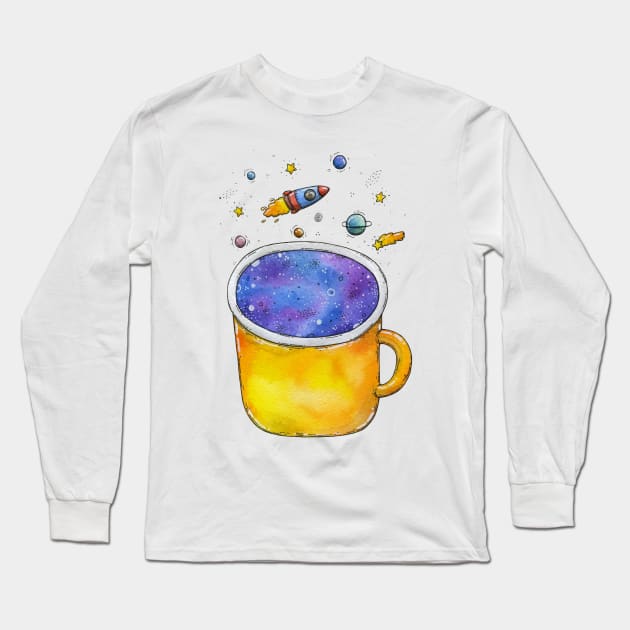 Morning Space Coffee Long Sleeve T-Shirt by Tania Tania